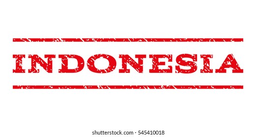 Indonesia watermark stamp. Text caption between horizontal parallel lines with grunge design style. Rubber seal stamp with dirty texture. Vector intensive red color ink imprint on a white background.