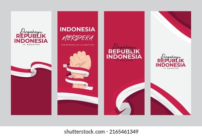 Indonesia waving flag independence day design template. 17 august