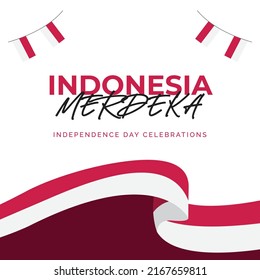 Indonesia waving flag independence day design template. 17 august