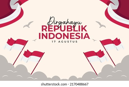 Indonesia waving flag independence day design template. 17 august