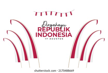 Indonesia waving flag independence day design template. 17 august