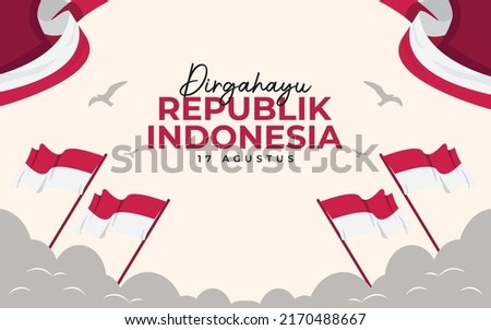 Indonesia waving flag independence day design template. 17 august