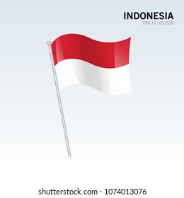 Indonesia waving flag isolated on gray background