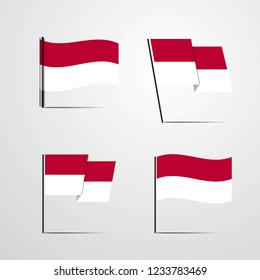 Indonesia waving flag set