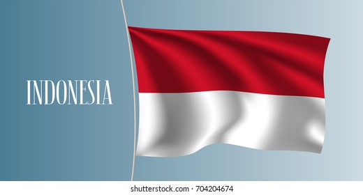 Indonesia waving flag vector illustration. White red  elements as a national Indonesian symbol