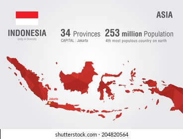 Indonesia world map with a pixel diamond texture. World geography.
