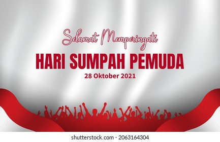 Indonesia Youth Pledge Day Background Design. Translation : Happy Youth Pledge Day. October 28th, 2021. Vector Illustration.