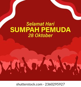 Indonesia Youth Pledge Day Background Design. Translation : Happy Youth Pledge Day. October 28th. Vector Illustration.