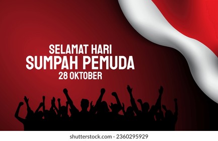 Indonesia Youth Pledge Day Background Design. Translation : Happy Youth Pledge Day. October 28th. Vector Illustration.