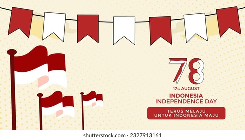 Indonesian 78th Independence Day banner, illustrating the raising of the Red and White flag. Map illustration banner