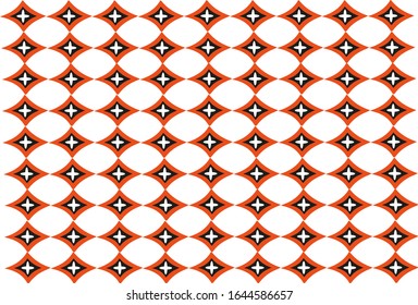 Indonesian abstract batik background design pattern with orange, white and black color