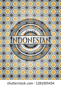 Indonesian arabic badge background. Arabesque decoration.