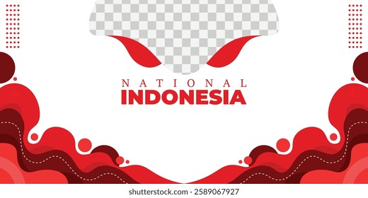 Indonesian august 17th celebration banner, abstract modern red background