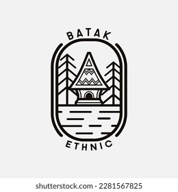 Indonesian batak house building asian house logo with colorful design vector art.