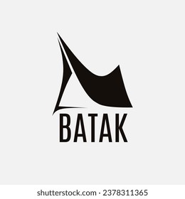 Indonesian batak house building asian house line pop art colorful design vector