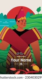 Indonesian Bataknese male Wedding dress illustration Flat style design