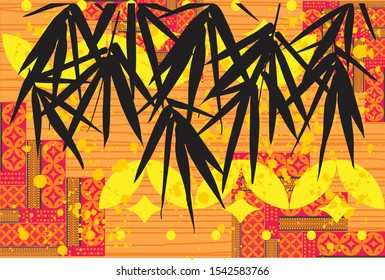 Indonesian batik with bamboo leaf motif