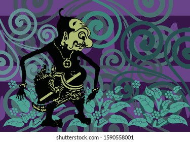 Indonesian batik designs with puppet motifs combined with plant patterns