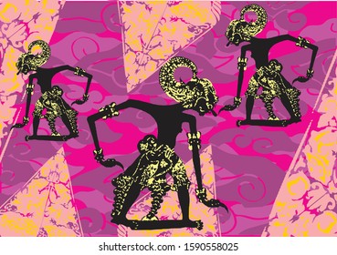Indonesian batik designs with puppet motifs combined with plant patterns