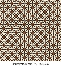Indonesian Batik Kawung Motif, This batik was used by the residents of the palace in the ninth century. Round designs arranged in such a way as to form a square give the meaning of self-control.