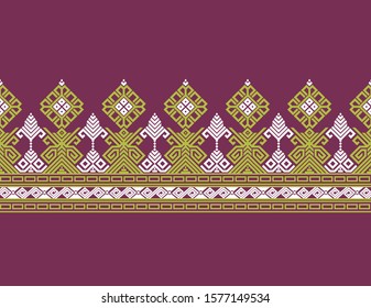 Indonesian Batik Of Lombok Traditional Village With Songket Tenun Pattern Vector Stock