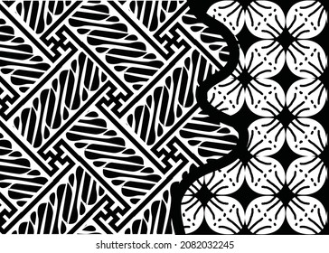 Indonesian batik motif black and white  with a very distinctive pattern. Exclusive vector for design