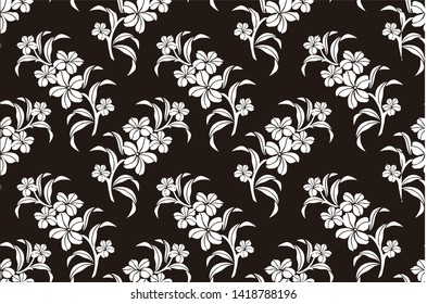 
Indonesian batik motif design with floral main objects