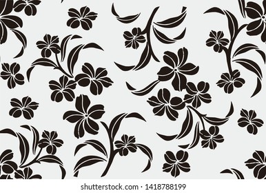 
Indonesian batik motif design with floral main objects