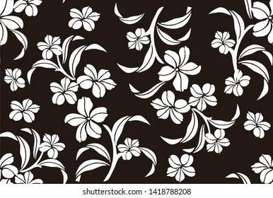 
Indonesian batik motif design with floral main objects