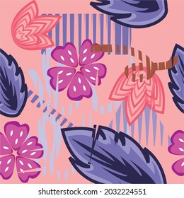 Indonesian batik motif design, with a unique and modern abstract floral motif.