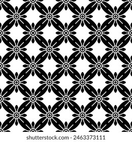 Indonesian batik motif with floral pattern, indonesian batik seamless pattern vector, black and white seamless pattern background Free Vector laser cutting.