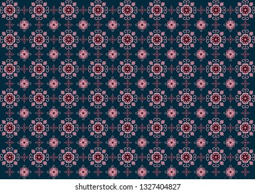 Indonesian Batik Motif Pattern with flowers arch red purple color