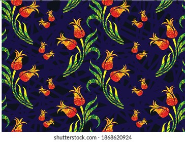 Indonesian batik motif with a repetitive pattern and a very distinctive plant pattern. Vector EPS 10
