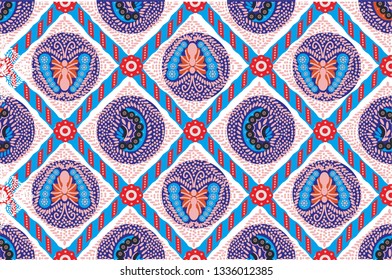 Indonesian batik motif.  Batik is a technique of wax-resist dyeing applied to whole cloth, or cloth made using this technique originated from Indonesia