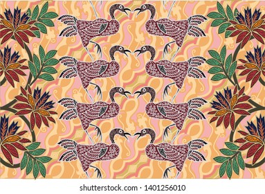 Indonesian batik motif.  batik is a technique of wax-resist dyeing applied to whole cloth, or cloth made using this technique originated from Indonesia.