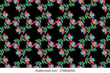 Indonesian batik motif with a very distinctive flora and fauna pattern, Vector