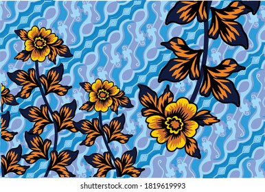 Indonesian batik motif with a very distinctive plant pattern, Vector EPS 10