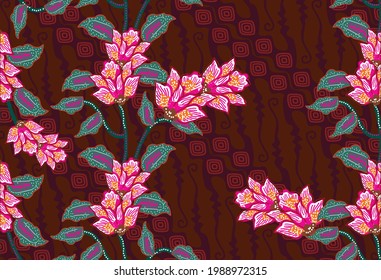 Indonesian batik motif with a very distinctive plant pattern. Exclusive vector for design