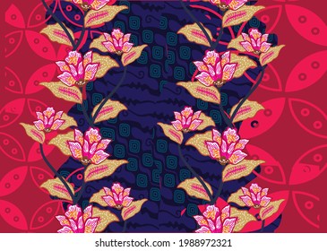 Indonesian batik motif with a very distinctive plant pattern. Exclusive vector for design