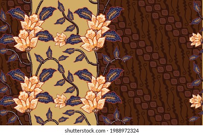 Indonesian batik motif with a very distinctive plant pattern. Exclusive vector for design