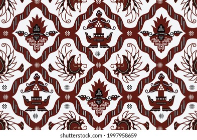 Indonesian batik motif with a very distinctive plant pattern. Exclusive vector for design