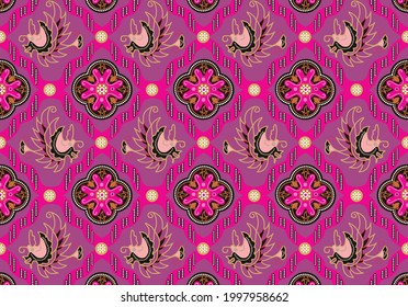 Indonesian batik motif with a very distinctive plant pattern. Exclusive vector for design
