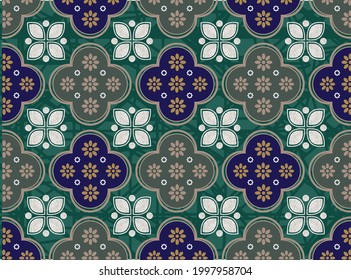 Indonesian batik motif with a very distinctive plant pattern. Exclusive vector for design