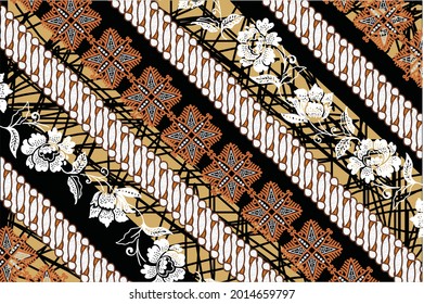 Indonesian batik motif with a very distinctive plant pattern. Exclusive vector for design