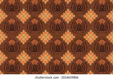 Indonesian batik motif with a very distinctive plant pattern. Exclusive vector for design
