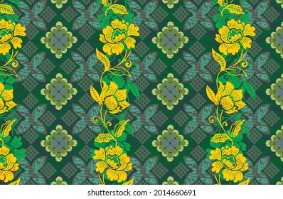 Indonesian batik motif with a very distinctive plant pattern. Exclusive vector for design