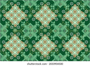 Indonesian batik motif with a very distinctive plant pattern. Exclusive vector for design