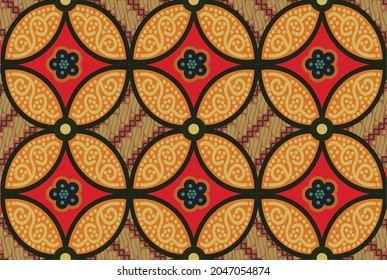 Indonesian batik motif with a very distinctive plant pattern. Exclusive vector for design