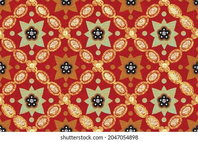 Indonesian batik motif with a very distinctive plant pattern. Exclusive vector for design