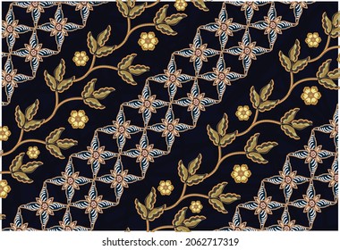 Indonesian batik motif with a very distinctive plant pattern. Exclusive vector for design